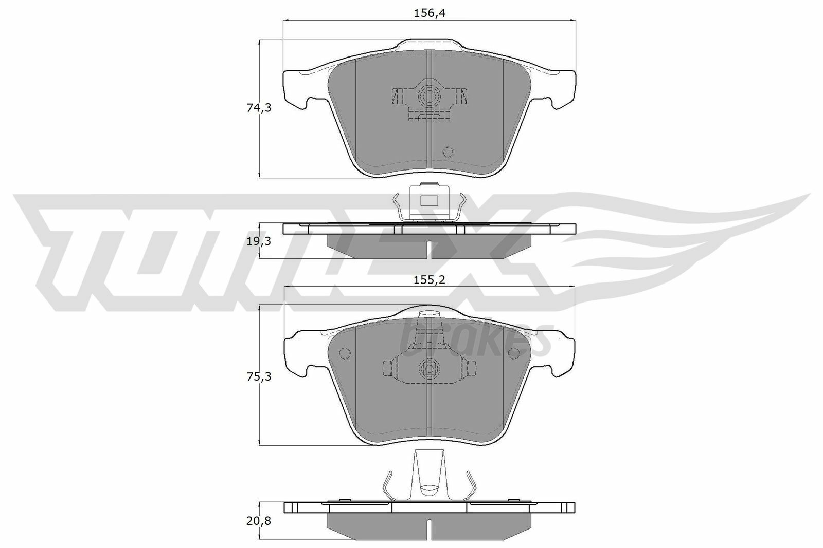 Sada brzdových destiček, kotoučová brzda TOMEX Brakes